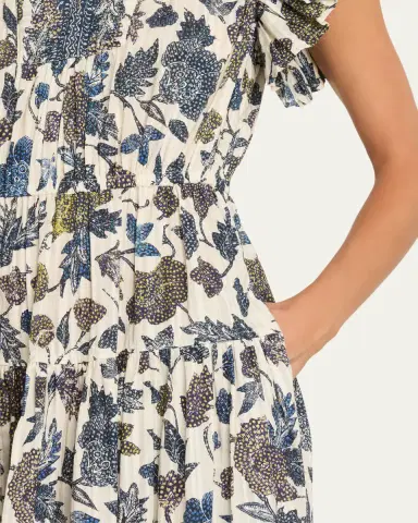 Ulla Johnson Kairi Printed Flutter-Sleeve Midi Dress | Thumbnail 5 Ulla Johnson Kairi Printed Flutter-Sleeve Midi Dress | Thumbnail 5