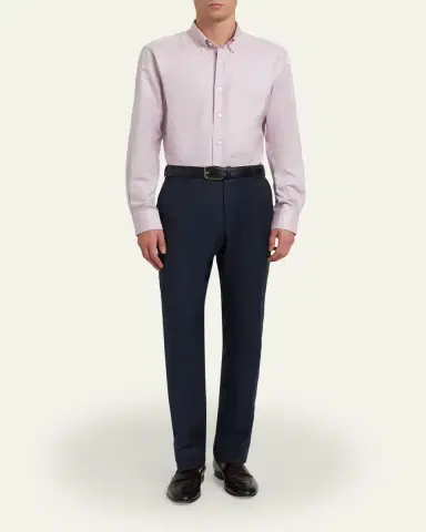 Brioni Men's Textured Cotton Button-Collar Dress Shirt | Thumbnail 2 Brioni Men's Textured Cotton Button-Collar Dress Shirt | Thumbnail 2