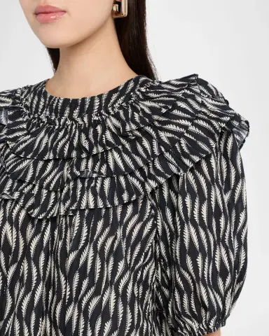 Ulla Johnson Mira Ruffle Puff-Sleeve Cotton Blouse | Thumbnail 12 Ulla Johnson Mira Ruffle Puff-Sleeve Cotton Blouse | Thumbnail 12