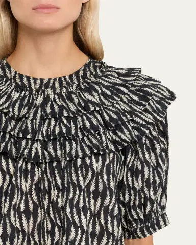 Ulla Johnson Mira Ruffle Puff-Sleeve Cotton Blouse | Thumbnail 5 Ulla Johnson Mira Ruffle Puff-Sleeve Cotton Blouse | Thumbnail 5