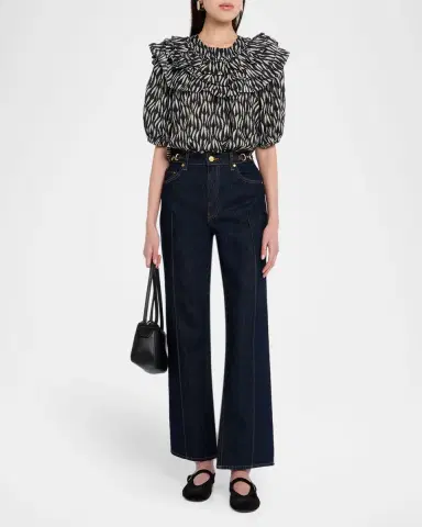 Ulla Johnson Mira Ruffle Puff-Sleeve Cotton Blouse | Thumbnail 9 Ulla Johnson Mira Ruffle Puff-Sleeve Cotton Blouse | Thumbnail 9