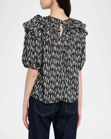 Ulla Johnson Mira Ruffle Puff-Sleeve Cotton Blouse | Thumbnail 10 Ulla Johnson Mira Ruffle Puff-Sleeve Cotton Blouse | Thumbnail 10