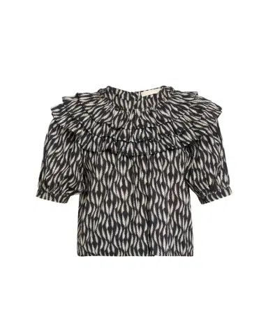 Ulla Johnson Mira Ruffle Puff-Sleeve Cotton Blouse | Thumbnail 1 Ulla Johnson Mira Ruffle Puff-Sleeve Cotton Blouse | Thumbnail 1