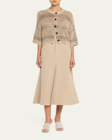 Brunello Cucinelli Denim Fit-&-Flare Midi Skirt | Thumbnail 2 Brunello Cucinelli Denim Fit-&-Flare Midi Skirt | Thumbnail 2