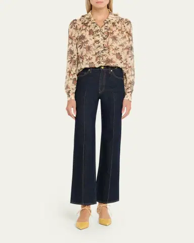 Ulla Johnson Nina Metallic Fil-Coupe Chiffon Ruffle Button-Down Blouse | Thumbnail 2 Ulla Johnson Nina Metallic Fil-Coupe Chiffon Ruffle Button-Down Blouse | Thumbnail 2