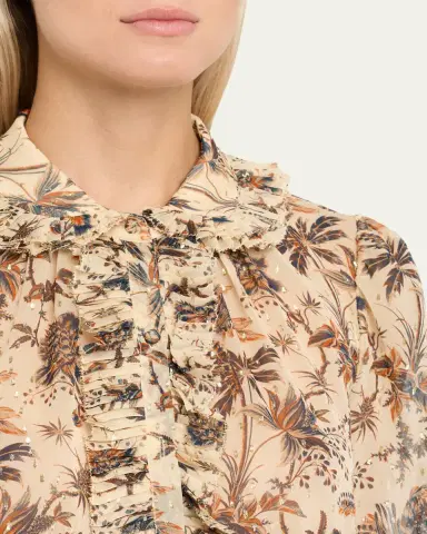 Ulla Johnson Nina Metallic Fil-Coupe Chiffon Ruffle Button-Down Blouse | Thumbnail 5 Ulla Johnson Nina Metallic Fil-Coupe Chiffon Ruffle Button-Down Blouse | Thumbnail 5