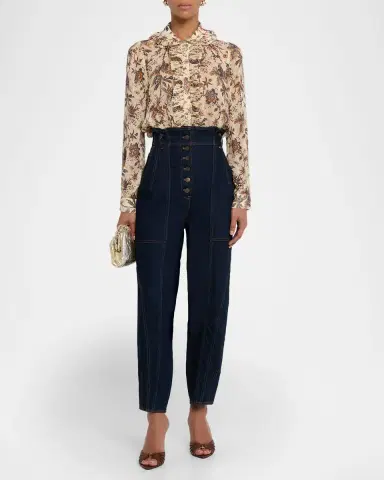 Ulla Johnson Nina Metallic Fil-Coupe Chiffon Ruffle Button-Down Blouse | Thumbnail 6 Ulla Johnson Nina Metallic Fil-Coupe Chiffon Ruffle Button-Down Blouse | Thumbnail 6