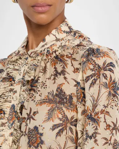 Ulla Johnson Nina Metallic Fil-Coupe Chiffon Ruffle Button-Down Blouse | Thumbnail 9 Ulla Johnson Nina Metallic Fil-Coupe Chiffon Ruffle Button-Down Blouse | Thumbnail 9