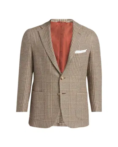 Kiton Men's Prince of Wales Cashmere and Linen Sport Coat | Thumbnail 1 Kiton Men's Prince of Wales Cashmere and Linen Sport Coat | Thumbnail 1