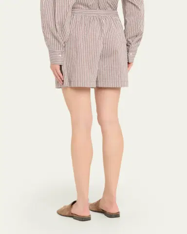 Brunello Cucinelli Striped Crispy Cotton-Silk Pajama Shorts | Thumbnail 3 Brunello Cucinelli Striped Crispy Cotton-Silk Pajama Shorts | Thumbnail 3