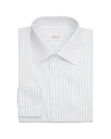 Brioni Men's Cotton Multi-Stripe Point Collar Dress Shirt | Thumbnail 1 Brioni Men's Cotton Multi-Stripe Point Collar Dress Shirt | Thumbnail 1