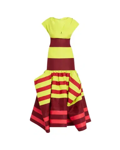 CHRISTOPHER JOHN ROGERS Colorblock Striped Silk Cap-Sleeve Mermaid Gown | Thumbnail 1 CHRISTOPHER JOHN ROGERS Colorblock Striped Silk Cap-Sleeve Mermaid Gown | Thumbnail 1