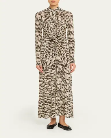 Ulla Johnson Ida Ruched Turtleneck Midi Dress | Thumbnail 2 Ulla Johnson Ida Ruched Turtleneck Midi Dress | Thumbnail 2