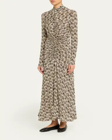 Ulla Johnson Ida Ruched Turtleneck Midi Dress | Thumbnail 4 Ulla Johnson Ida Ruched Turtleneck Midi Dress | Thumbnail 4