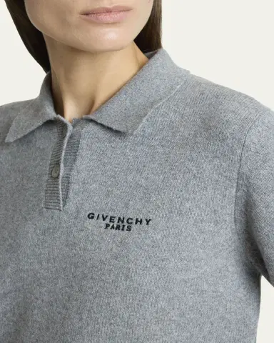 Givenchy Logo Embroidered Wool-Cashmere Polo Sweater | Thumbnail 5 Givenchy Logo Embroidered Wool-Cashmere Polo Sweater | Thumbnail 5