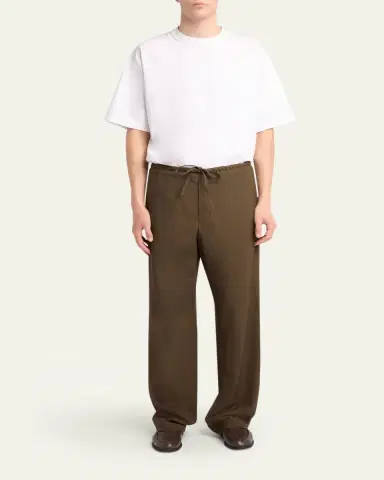 The Row Men's Ari Wool Wide-Leg Drawstring Pants | Thumbnail 2 The Row Men's Ari Wool Wide-Leg Drawstring Pants | Thumbnail 2