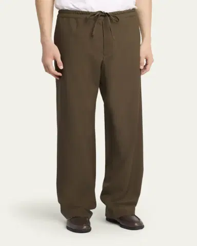The Row Men's Ari Wool Wide-Leg Drawstring Pants | Thumbnail 4 The Row Men's Ari Wool Wide-Leg Drawstring Pants | Thumbnail 4