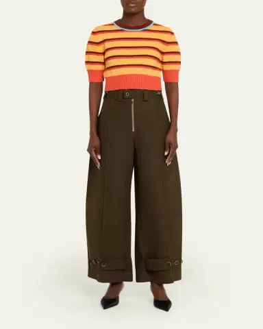 CHRISTOPHER JOHN ROGERS Striped Short-Sleeve Crop Sweater | Thumbnail 2 CHRISTOPHER JOHN ROGERS Striped Short-Sleeve Crop Sweater | Thumbnail 2