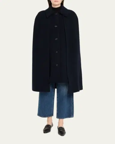TOTEME Single-Breasted Wool Boucle Cape Coat | Thumbnail 2 TOTEME Single-Breasted Wool Boucle Cape Coat | Thumbnail 2