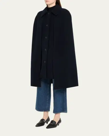 TOTEME Single-Breasted Wool Boucle Cape Coat | Thumbnail 4 TOTEME Single-Breasted Wool Boucle Cape Coat | Thumbnail 4