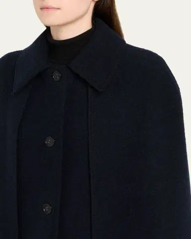 TOTEME Single-Breasted Wool Boucle Cape Coat | Thumbnail 5 TOTEME Single-Breasted Wool Boucle Cape Coat | Thumbnail 5