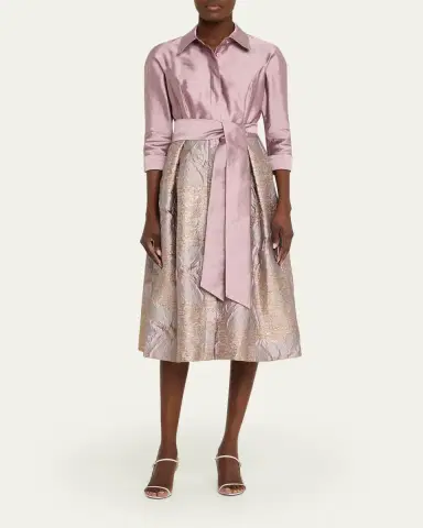 Rickie Freeman for Teri Jon Taffeta Floral Jacquard Midi Shirtdress | Thumbnail 2 Rickie Freeman for Teri Jon Taffeta Floral Jacquard Midi Shirtdress | Thumbnail 2