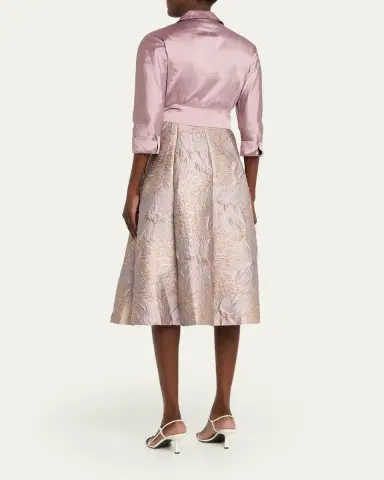Rickie Freeman for Teri Jon Taffeta Floral Jacquard Midi Shirtdress | Thumbnail 3 Rickie Freeman for Teri Jon Taffeta Floral Jacquard Midi Shirtdress | Thumbnail 3