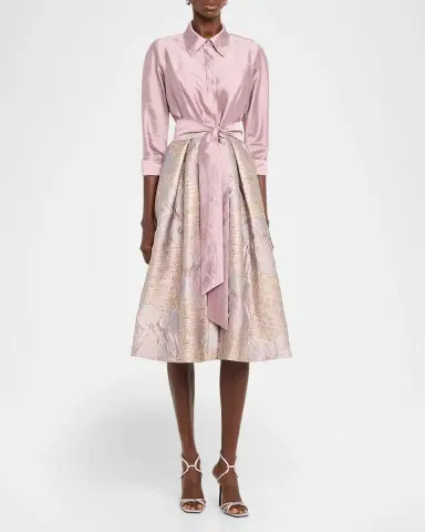 Rickie Freeman for Teri Jon Taffeta Floral Jacquard Midi Shirtdress | Thumbnail 8 Rickie Freeman for Teri Jon Taffeta Floral Jacquard Midi Shirtdress | Thumbnail 8