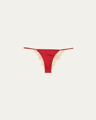 Kiki De Montparnasse Orchid Floral Lace & Stretch Silk Thong | Thumbnail 2 Kiki De Montparnasse Orchid Floral Lace & Stretch Silk Thong | Thumbnail 2