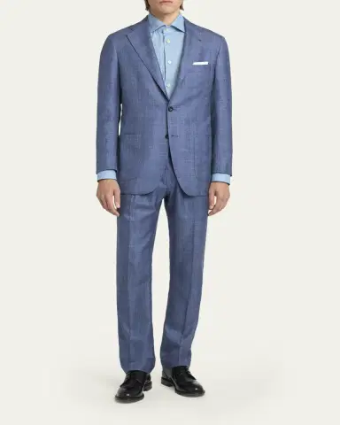 Kiton Men's Cotton Classic Fit Button-Down Shirt | Thumbnail 2 Kiton Men's Cotton Classic Fit Button-Down Shirt | Thumbnail 2