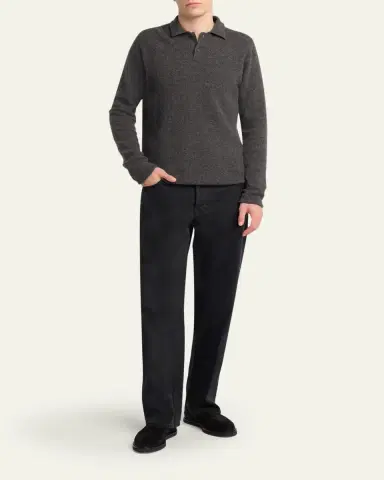 THE ROW Men's Cashmere Long-Sleeve Polo Shirt | Thumbnail 2 THE ROW Men's Cashmere Long-Sleeve Polo Shirt | Thumbnail 2