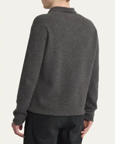 THE ROW Men's Cashmere Long-Sleeve Polo Shirt | Thumbnail 3 THE ROW Men's Cashmere Long-Sleeve Polo Shirt | Thumbnail 3
