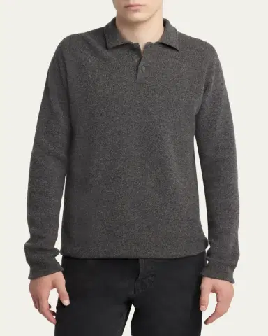 THE ROW Men's Cashmere Long-Sleeve Polo Shirt | Thumbnail 4 THE ROW Men's Cashmere Long-Sleeve Polo Shirt | Thumbnail 4