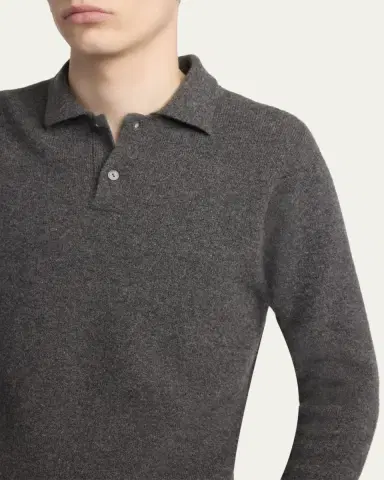 THE ROW Men's Cashmere Long-Sleeve Polo Shirt | Thumbnail 5 THE ROW Men's Cashmere Long-Sleeve Polo Shirt | Thumbnail 5