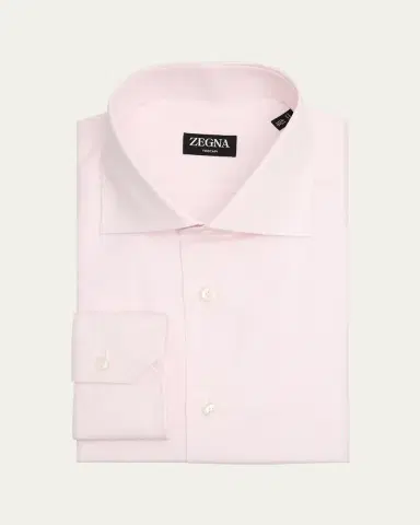 ZEGNA Men's Trecapi Cotton Micro-Structure Dress Shirt | Thumbnail 2 ZEGNA Men's Trecapi Cotton Micro-Structure Dress Shirt | Thumbnail 2