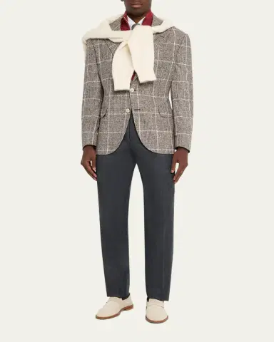 Brunello Cucinelli Men's Snap Front Quilted Milano Jacket | Thumbnail 2 Brunello Cucinelli Men's Snap Front Quilted Milano Jacket | Thumbnail 2