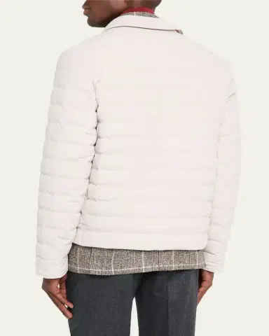 Brunello Cucinelli Men's Snap Front Quilted Milano Jacket | Thumbnail 3 Brunello Cucinelli Men's Snap Front Quilted Milano Jacket | Thumbnail 3