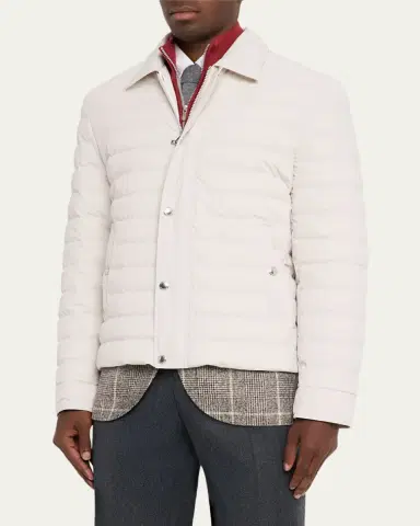 Brunello Cucinelli Men's Snap Front Quilted Milano Jacket | Thumbnail 4 Brunello Cucinelli Men's Snap Front Quilted Milano Jacket | Thumbnail 4