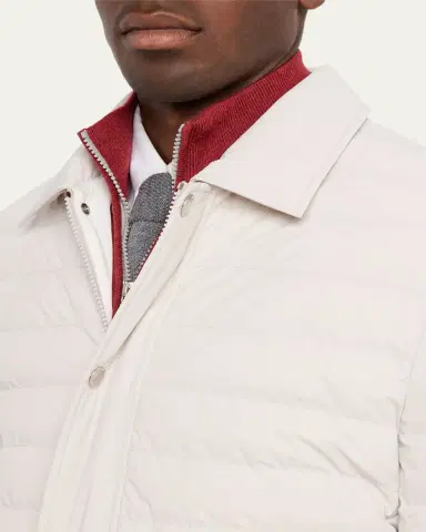 Brunello Cucinelli Men's Snap Front Quilted Milano Jacket | Thumbnail 5 Brunello Cucinelli Men's Snap Front Quilted Milano Jacket | Thumbnail 5