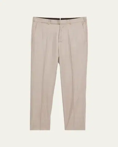 Zegna Men's Cavalry Twill Sharkskin Flat-Front Trousers | Thumbnail 5 Zegna Men's Cavalry Twill Sharkskin Flat-Front Trousers | Thumbnail 5