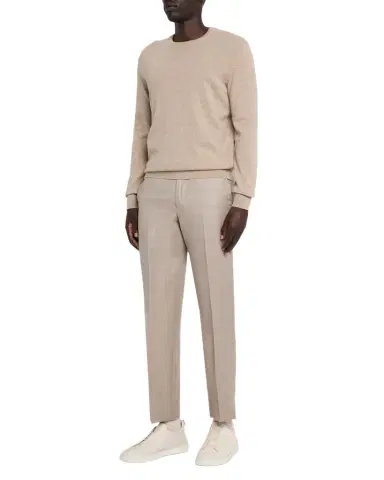 Zegna Men's Cavalry Twill Sharkskin Flat-Front Trousers | Thumbnail 1 Zegna Men's Cavalry Twill Sharkskin Flat-Front Trousers | Thumbnail 1
