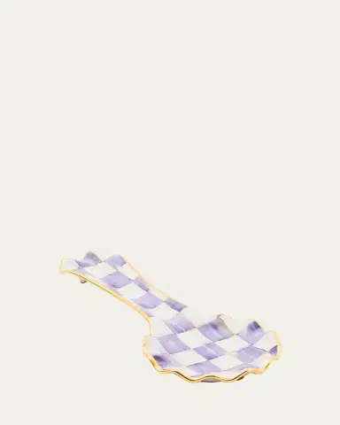 MacKenzie-Childs Violet Check Ceramic Spoon Rest | Thumbnail 2 MacKenzie-Childs Violet Check Ceramic Spoon Rest | Thumbnail 2