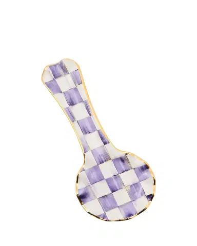 MacKenzie-Childs Violet Check Ceramic Spoon Rest | Thumbnail 1 MacKenzie-Childs Violet Check Ceramic Spoon Rest | Thumbnail 1