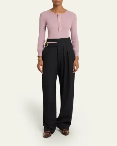 Chloé Flatlock Ribbed Jersey Henley Shirt | Thumbnail 2 Chloé Flatlock Ribbed Jersey Henley Shirt | Thumbnail 2
