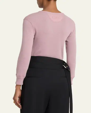 Chloé Flatlock Ribbed Jersey Henley Shirt | Thumbnail 3 Chloé Flatlock Ribbed Jersey Henley Shirt | Thumbnail 3