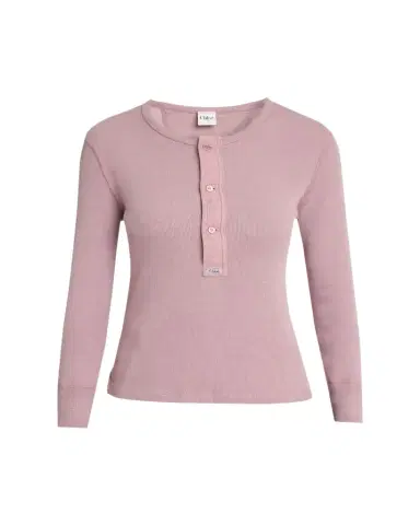 Chloé Flatlock Ribbed Jersey Henley Shirt | Thumbnail 1 Chloé Flatlock Ribbed Jersey Henley Shirt | Thumbnail 1