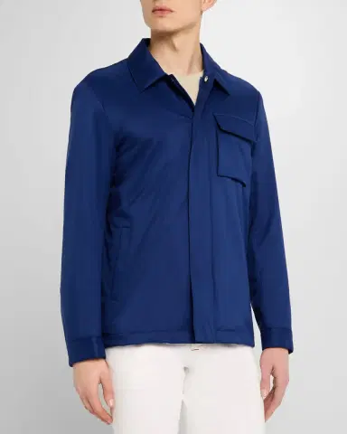 Kiton Men's Covered-Zip Shirt Jacket | Thumbnail 3 Kiton Men's Covered-Zip Shirt Jacket | Thumbnail 3