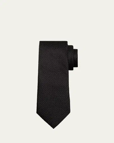 Zegna Men's Micro-Pindot Silk Tie | Thumbnail 2 Zegna Men's Micro-Pindot Silk Tie | Thumbnail 2