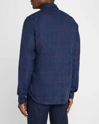 Kiton Men's Plaid Wool and Silk Casual Overshirt | Thumbnail 2 Kiton Men's Plaid Wool and Silk Casual Overshirt | Thumbnail 2