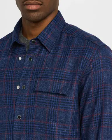 Kiton Men's Plaid Wool and Silk Casual Overshirt | Thumbnail 4 Kiton Men's Plaid Wool and Silk Casual Overshirt | Thumbnail 4
